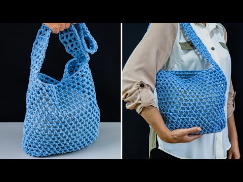 Видео: Как связать сумку-сетку быстро и просто крючком!