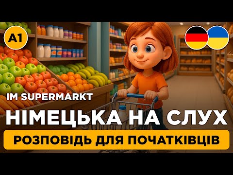 Видео: Вивчай німецьку легко || Німецька на слух з нуля || 🛒 Im Supermarkt (A1)