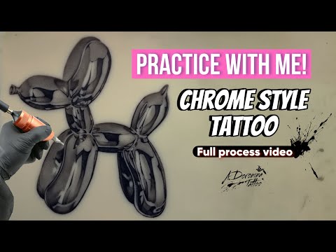 Видео: Chrome tattoo full process | Тату в стиле хром, полный процесс