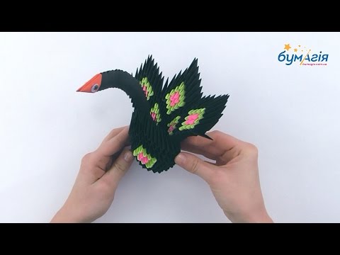 Видео: Модульное оригами • Лебедь-принцесса черный • OM-6071