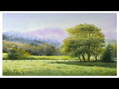 Видео: Природа пейзажная живопись акварелью