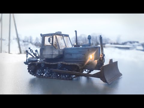 Видео: Т-150 AVD Действующая модель 1/43 со светом и звуком! RC Conversion