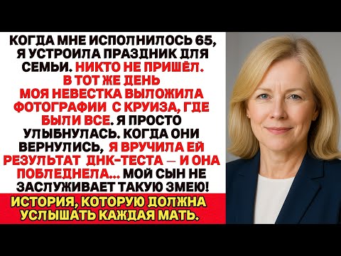 Видео: Когда мне исполнилось 65, я устроила праздник для семьи. Никто не пришёл В тот же день моя невестка…