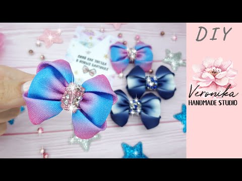 Видео: Бантики малышки из ленты градиент 2,5 см МК🎀 Bow from grosgrain ribbon 2,5 cm 🎀 Laço mini de fita №5