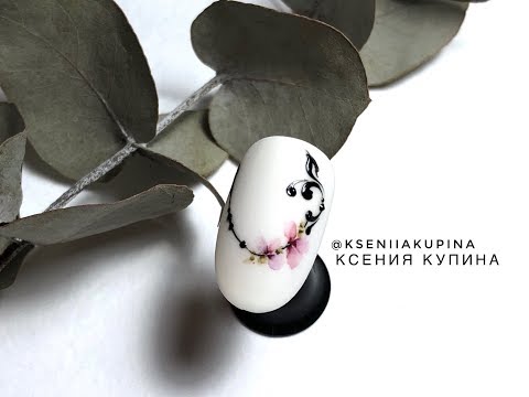 Видео: Вензеля и акварель №3 (идея дизайна, мини мк) | Watercolor nail art №3
