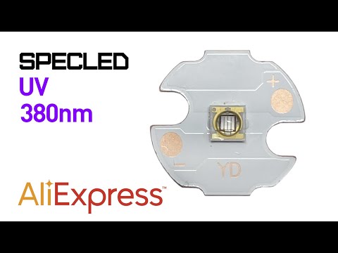 Видео: Светодиод 380нм с АлиЭкспресс: Проверка спектра и эффективности. Ультрафиолетовые светодиоды