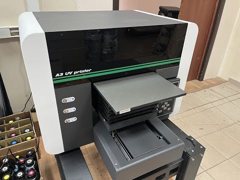 Видео: УФ принтер FS-3050uv с печатающей головкой Epson XP600 печать на пленке белым и цветом за проход