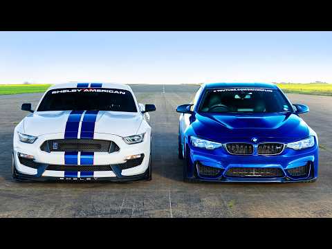 Видео: Кто победит в заезде: BMW M4 CS или Shelby GT 350?