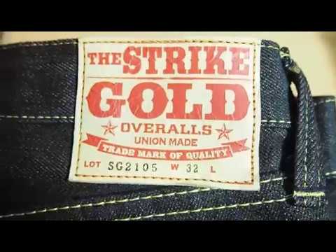 Видео: The Strike Gold 2105 17 OZ - джинсы с очень глубоким цветом индиго и бежевой уточной нитью