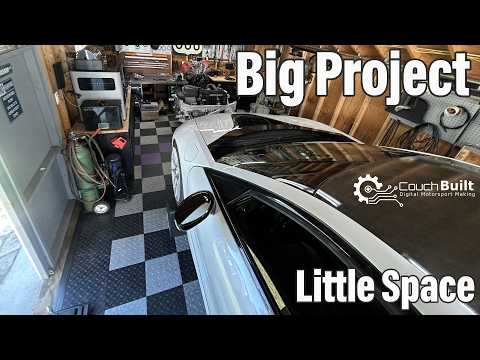 Видео: Максимальное использование рабочего пространства в гараже на одну машину при подготовке к замене ...