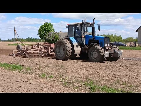 Видео: Подготовка почвы и посев/2х мтз 1221B.2  + акш-6, + спу-6.