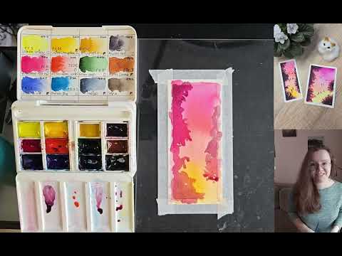 Видео: Книжная закладка акварелью - птички на проводе