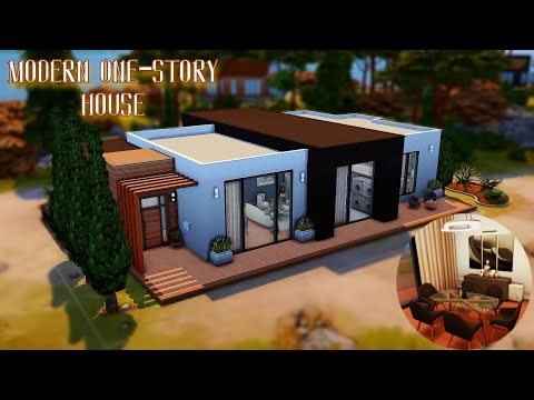 Видео: Современный одноэтажный дом | Modern one-story house|Строительство 4|Sims 4|Speed build|No CC