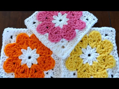 Видео: Бабушкин квадрат крючком | Цветочный бабушкин квадрат | Вязание крючком | Рукоделие