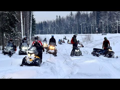 Видео: Пермь на снегоходах,прокатились по логам BRP turbo POLARIS khaos STELS YAMAHA nitro #запрудклуб