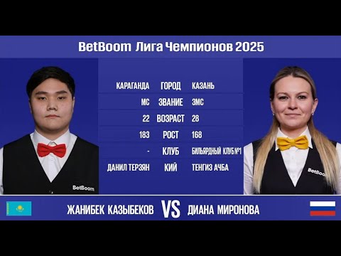 Видео: "BetBoom Лига Чемпионов 2025". Ж.Казыбеков (KAZ) - Д.Миронова (RUS). Св.пирамида. 13.03.25 в 21.00