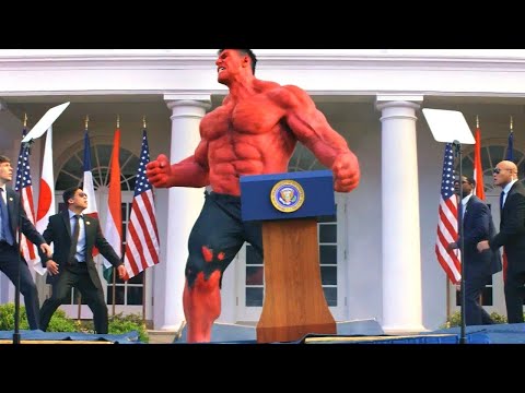 Видео: Президент США превратился в КРАСНОГО ХАЛКА и уничтожил Белый Дом