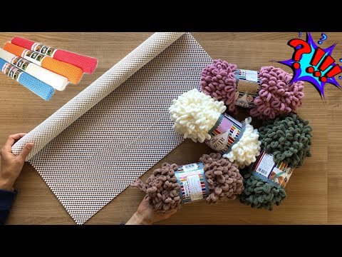 Видео: Изготовление коврика из противоскользящей ковровой подушки и ализе из пухлой пряжи | Нет шить коврик