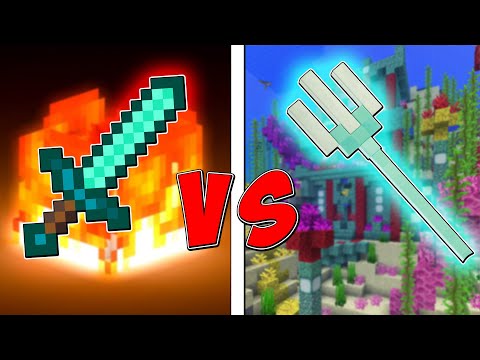 Видео: ЧТО ЛУЧШЕ в СРАЖЕНИИ: МЕЧ или ТРЕЗУБЕЦ в МАЙНКРАФТ!