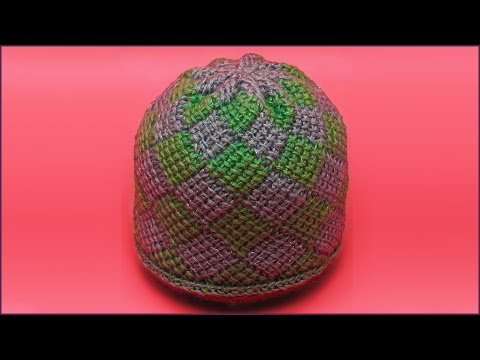 Видео: Шапка узором энтерлак тунисским крючком.