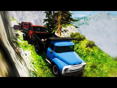 Видео: ОПАСНАЯ ГОРНАЯ ДОРОГА! ГРУЗОВИК-САМОСВАЛ С ГРУЗОМ ЛЕТИТ В ПРОПАСТЬ — СМЕРТЬ! В BeamNG Drive 