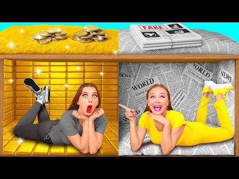Видео: Секретный Домик Под Кроватью | Богатая vs Бедная Смешные Ситуации и Неудачи от BaRaDa Challenge