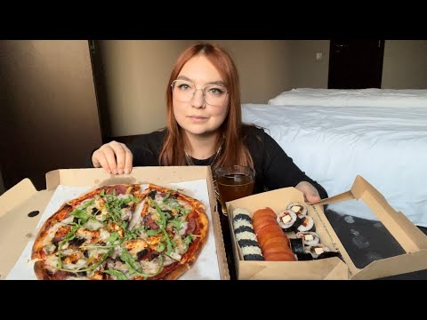 Видео: МУКБАНГ | Пицца, роллы 🍱🍕 | Mukbang | Pizza, sushi / rolls | Vegan