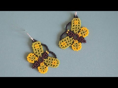 Видео: Серьги из бисера "Бабочки".  Бисероплетение.  Мастер класс