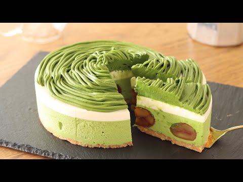 Видео: Сырный торт без выпечки Matcha Mont Blanc🍵 без духовки и без яиц
