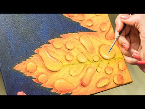 Видео: Осенний лист в росе - Рисование акрилом / Homemade Illustration (4k)