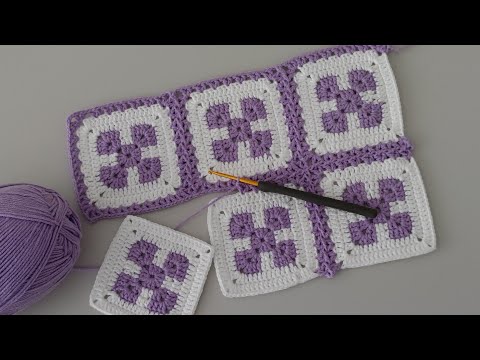 Видео: Теперь очень просто соединить квадраты, связанные крючком, V-образными стежками, не разрывая нить.