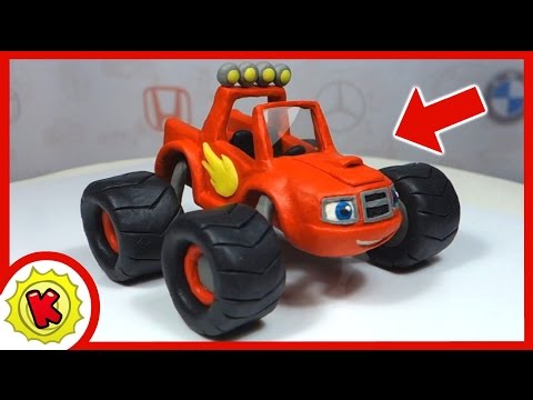 Видео: Лепим машинку ВСПЫШ из пластилина. Blaze and the Monster Machines.