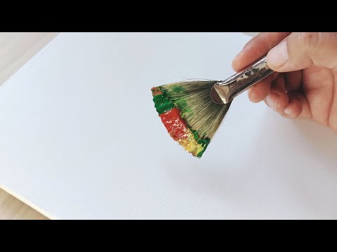 Видео: Рисуем осенние горы и деревья простым способом / Живопись акрилом для начинающих