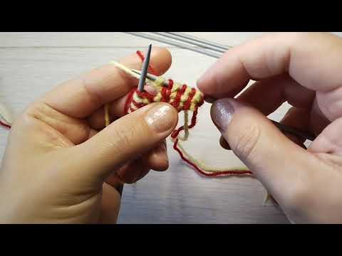 Видео: Манжета на носочки с вертикальным набором двух нитей разных цветов.