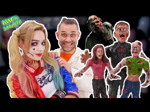 Видео: ЗОМБИ против МЭН-БЭТА! Доктор ЗЛЮ и ХАРЛИ КВИНН: распаковка ZOMBIE ZITY! 13+