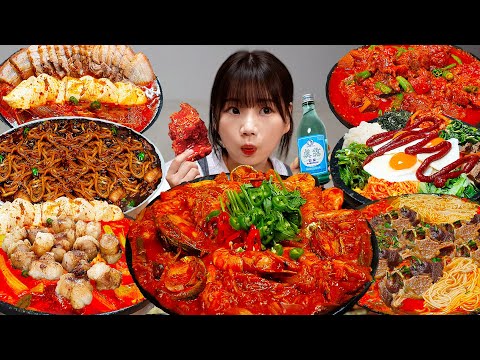 Видео: Sub)Real Mukbang- Вы хотите эту еду сейчас😋 Острый рамен, тушеные ребрышки, курица🔥 ASMR KOREAN FOOD