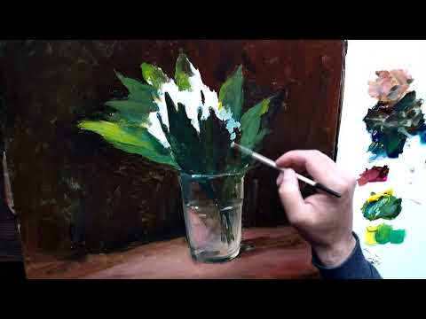 Видео: Как нарисовать ландыши. Простая весенняя картина на холсте