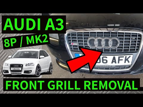 Видео: AUDI A3 8P — как снять переднюю решетку, основной бампер, снятие и замена воздуховода радиатора (...