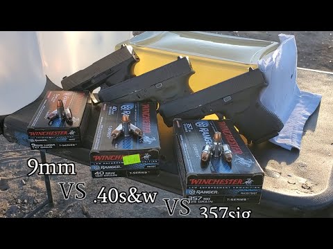 Видео: 9 мм VS .40 s&w VS 357 sig в ​​баллистическом геле