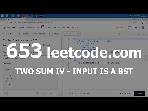 Видео: Разбор задачи 653 leetcode.com Two Sum IV - Input is a BST. Решение на C++