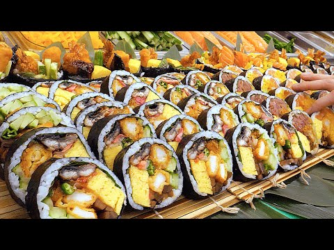 Видео: Как приготовить суши-ролл Futomaki Kimbap Gimbap - корейская уличная еда