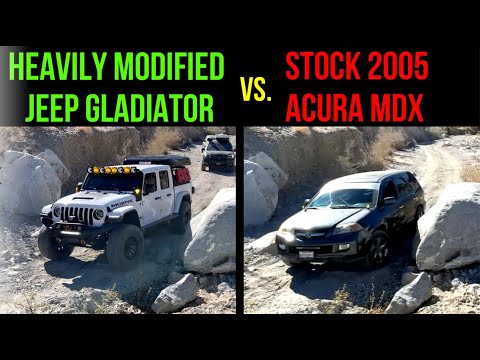 Видео: Модернизированный Jeep Gladiator Mojave против стандартного Acura MDX 2005 года на трассе Berdoo ...