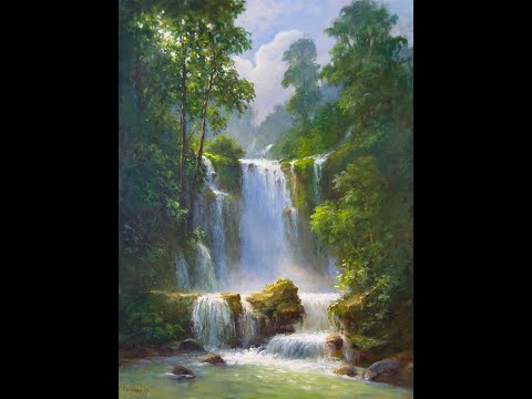 Видео: Как рисовать водопад.  Получите 50 уроков в описании ролика.