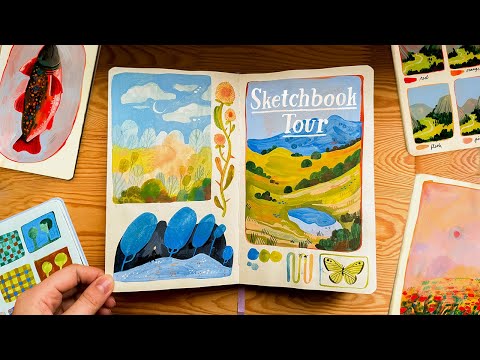Видео: Экскурсия по альбому с рисунками в смешанной технике ✸ иллюстратора-фрилансера
