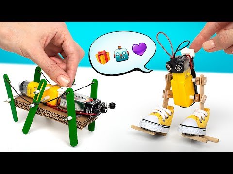 Видео: Сделай самостоятельно шагающих на аккумуляторе роботов