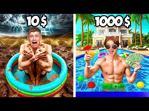 Видео: 24 часа В БАССЕЙНАХ за 10$ и 1.000$