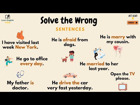 Видео: Практика английского языка: 45 неправильных предложений на английском языке | Найдите ошибку! | Г...
