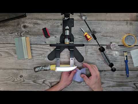 Видео: Заточка ножа с линзой от обуха, не по классике, сталь D2. Рекомендованный комплект абразивов.