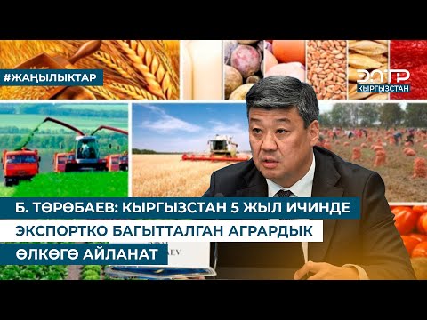 Видео: Б. ТӨРӨБАЕВ: КЫРГЫЗСТАН 5 ЖЫЛ ИЧИНДЕ ЭКСПОРТКО БАГЫТТАЛГАН АГРАРДЫК ӨЛКӨГӨ АЙЛАНАТ