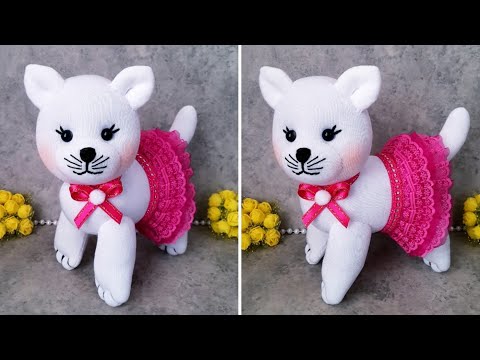 Видео: 😍Такого милого кота нет даже в магазине игрушек/💕Игрушечный кот из носков
